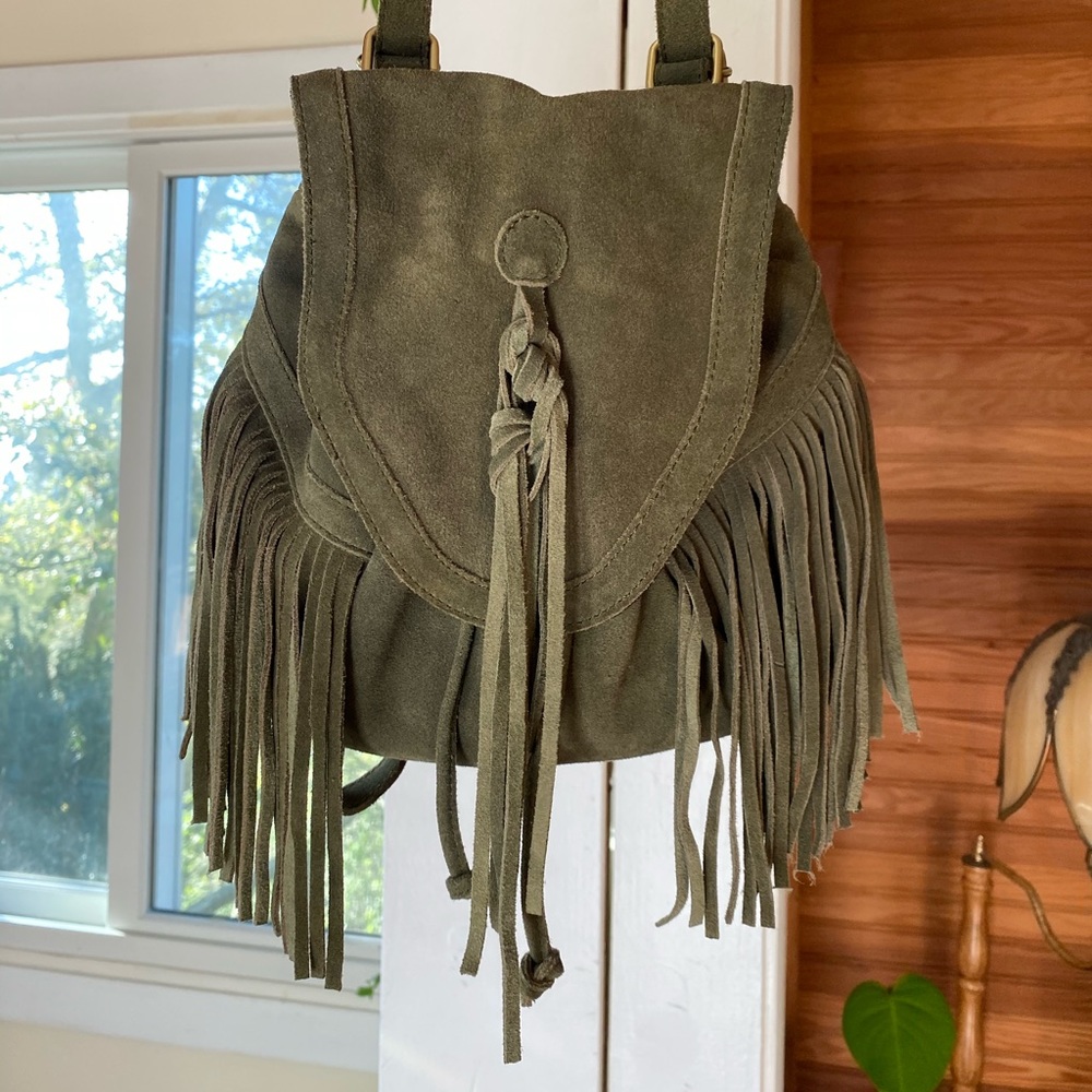 Suede fringe purse/backpack